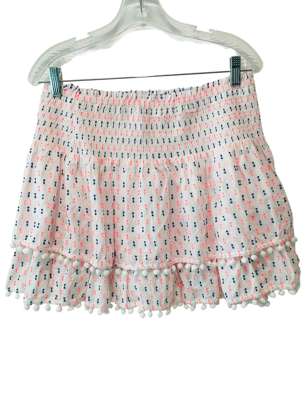 Lilly Pulitzer Ethenia Skirt Large Resort White Neon Gauzy Clip Pom Pom - Picture 2 of 6